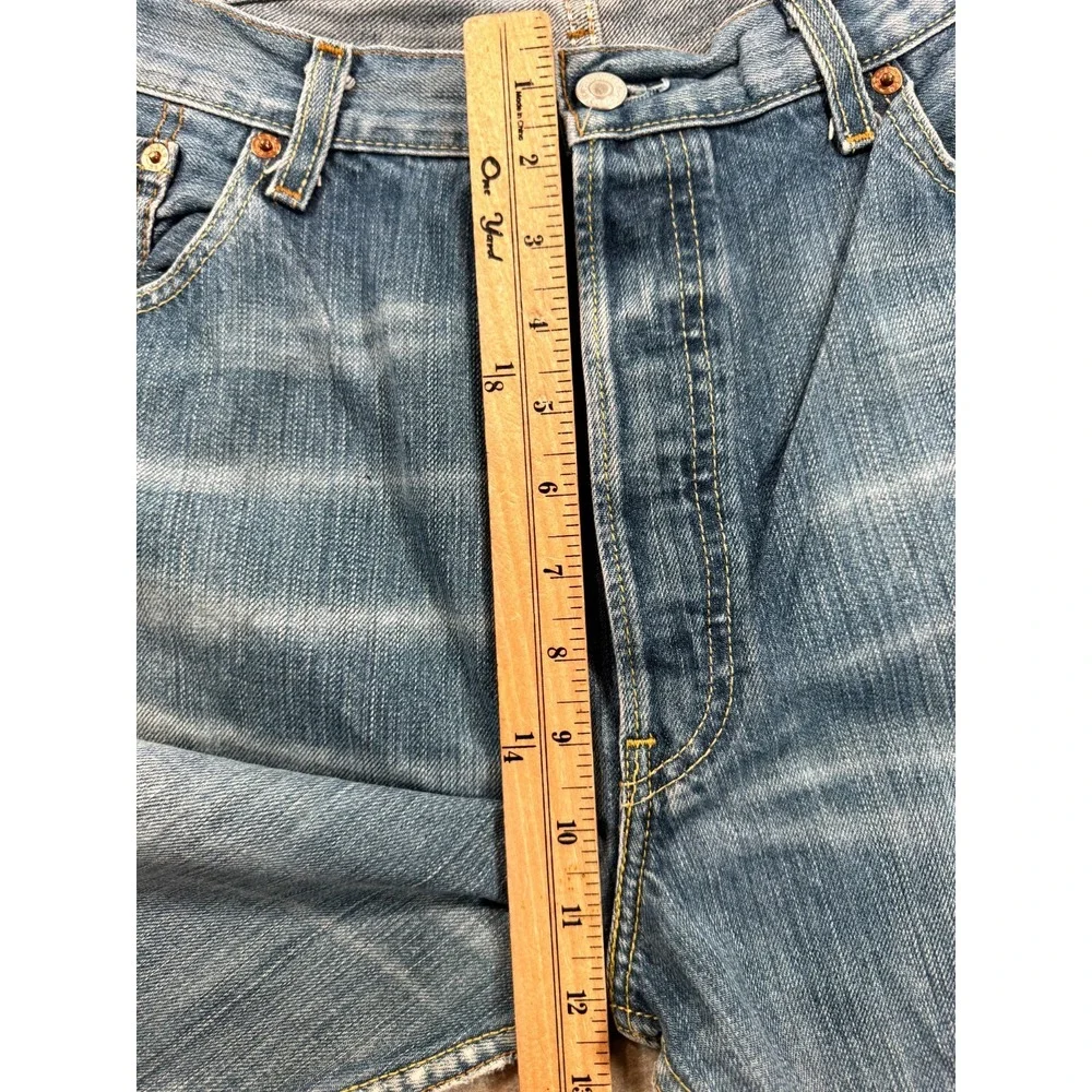 Levi's 501 Jeans Mens 38X34 Blue Denim Medium Wash Faded Straight Leg Button Fly